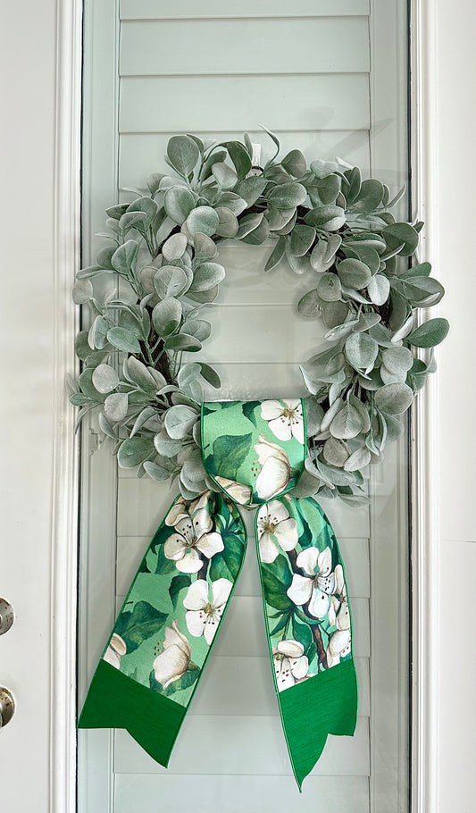 Labs Ear Wreath with D Stevens Apple Blossom Sash – Unique and Elegant Floral Decor for Your Home